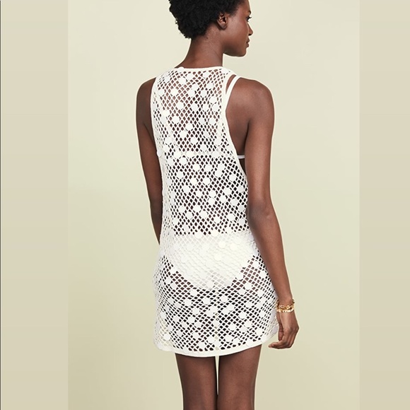 Caroline Constas White Sleeveless Crochet Coverup Sz Small - Picture 2 of 16
